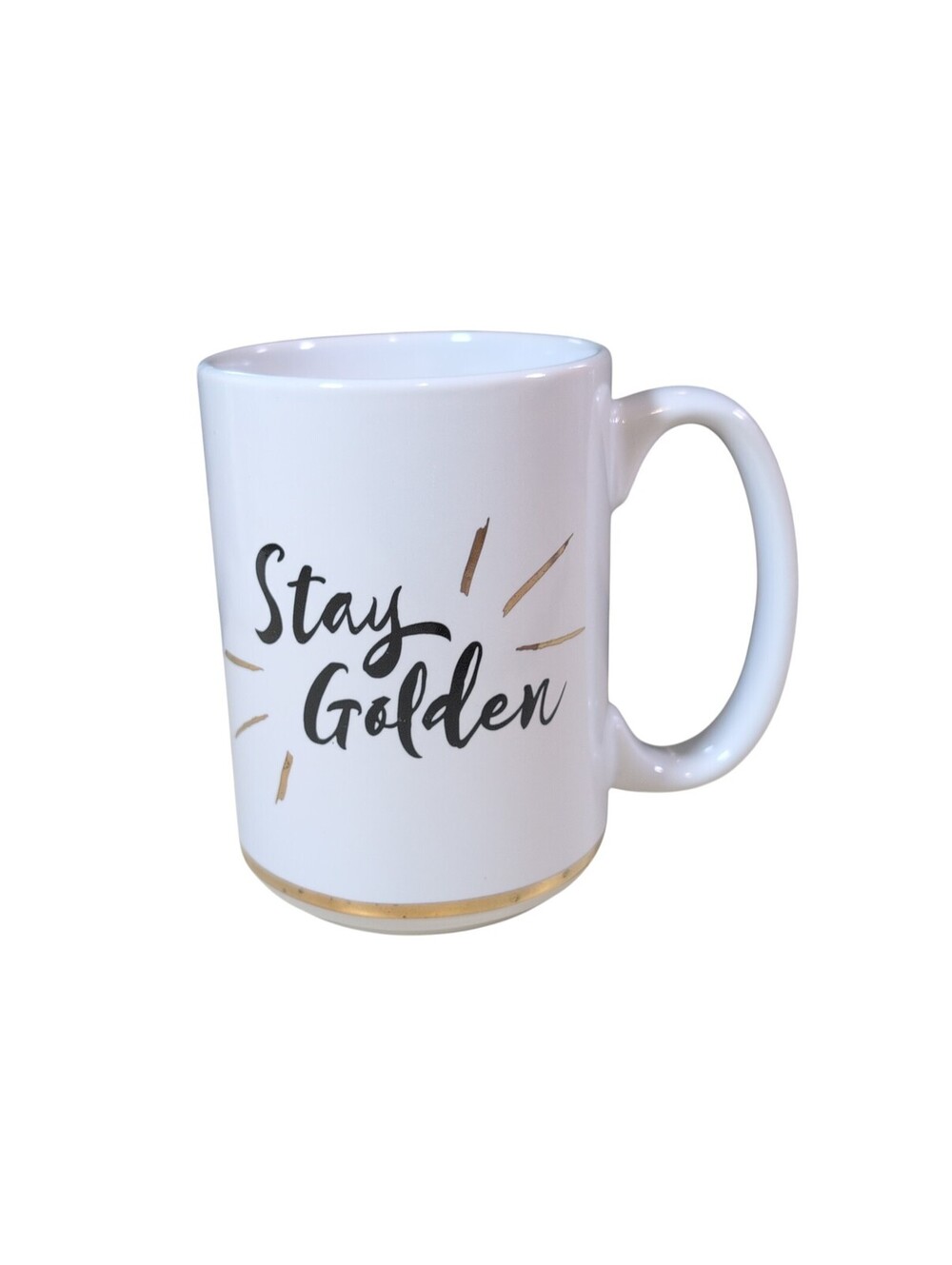 STYLE LIFE Design Stay Golden Stoneware Coffee Mug 16 oz White/Gold